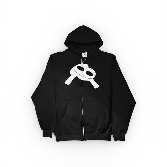 BLACK "MASKOT" ZIP UP HOODIE