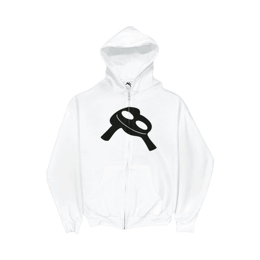 WHITE "MASKOT" ZIP UP HOODIE
